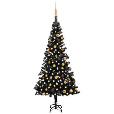 vidaXL Arbre de Noël artificiel pré-éclairé et boules noir 180 cm PVC product