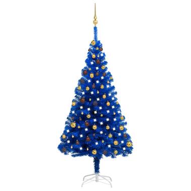 vidaXL Arbre de Noël artificiel pré-éclairé et boules bleu 180 cm PVC product