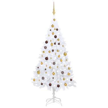 vidaXL Arbre de Noël artificiel pré-éclairé et boules blanc 180 cm PVC product