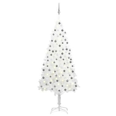 vidaXL Kunstkerstboom met verlichting en kerstballen 210 cm PVC wit product