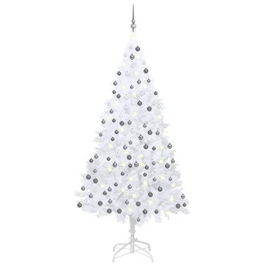 vidaXL Kunstkerstboom met verlichting en kerstballen 210 cm PVC wit product