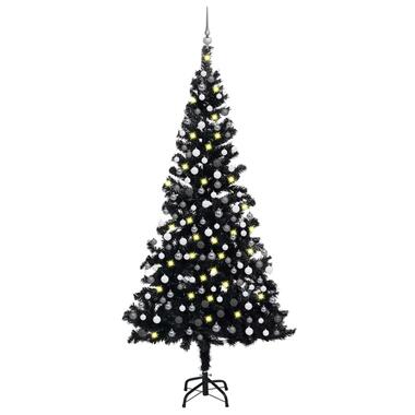 vidaXL Arbre de Noël artificiel pré-éclairé et boules noir 210 cm PVC product