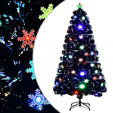 vidaXL Kerstboom met LED-sneeuwvlokken 120 cm glasvezel zwart product