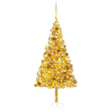 vidaXL Arbre de Noël artificiel pré-éclairé et boules doré 210 cm PET product