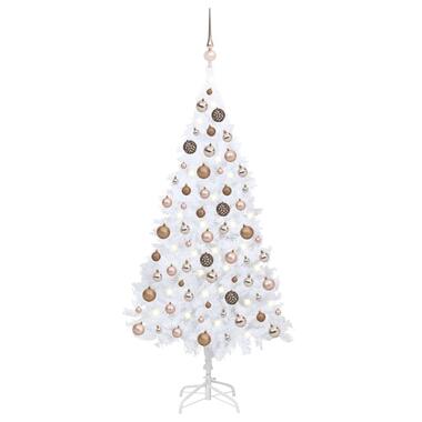 vidaXL Arbre de Noël artificiel pré-éclairé et boules blanc 150 cm PVC product