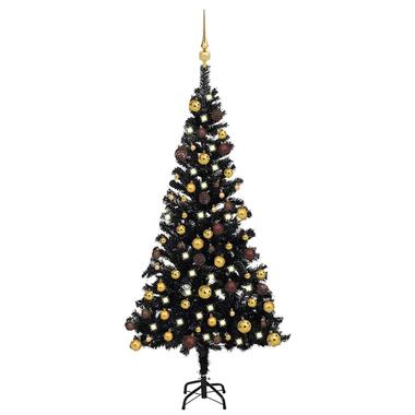 vidaXL Arbre de Noël artificiel pré-éclairé et boules noir 120 cm PVC product