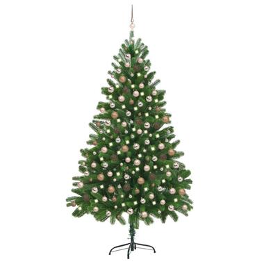 vidaXL Kunstkerstboom met verlichting en kerstballen 210 cm groen product