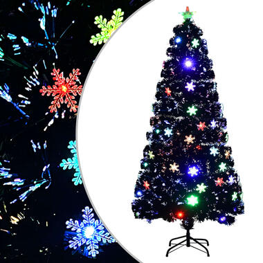 vidaXL Sapin de Noël et flocons de neige LED Noir 150 cm Fibre optique product