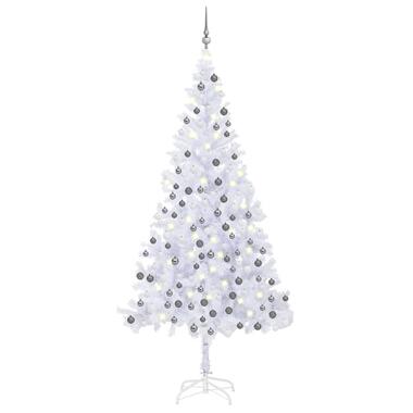 vidaXL Arbre de Noël artificiel pré-éclairé et boules L 240 cm blanc product