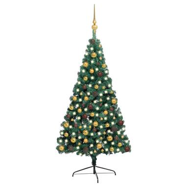 vidaXL Demi-arbre de Noël artificiel pré-éclairé et boules vert 210 cm product