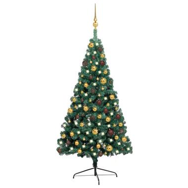 vidaXL Demi-arbre de Noël artificiel pré-éclairé et boules vert 120 cm product