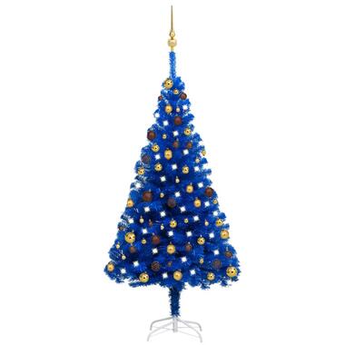 vidaXL Arbre de Noël artificiel pré-éclairé et boules bleu 150 cm PVC product