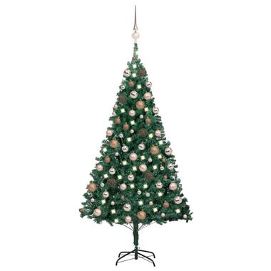 vidaXL Kunstkerstboom met verlichting en kerstballen 150 cm PVC groen product