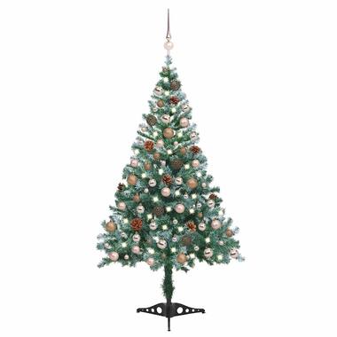 vidaXL Arbre de Noël givré pré-éclairé et boules pommes de pin 150 cm product