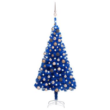 vidaXL Arbre de Noël artificiel pré-éclairé et boules bleu 180 cm PVC product