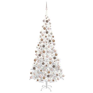 vidaXL Arbre de Noël artificiel pré-éclairé et boules L 240 cm blanc product