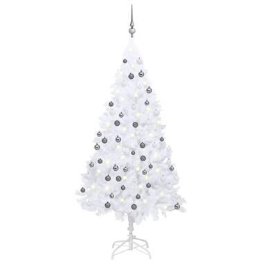 vidaXL Kunstkerstboom met verlichting en kerstballen 120 cm PVC wit product