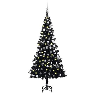 vidaXL Arbre de Noël artificiel pré-éclairé et boules noir 180 cm PVC product