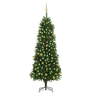 vidaXL Arbre de Noël artificiel pré-éclairé et boules 240 cm vert product