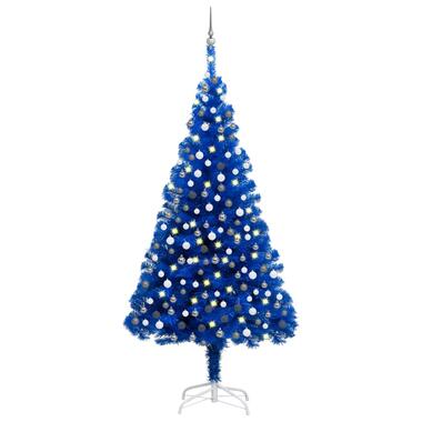 vidaXL Arbre de Noël artificiel pré-éclairé et boules bleu 240 cm PVC product