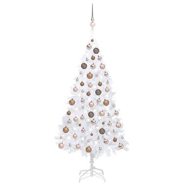 vidaXL Arbre de Noël artificiel pré-éclairé et boules blanc 120 cm PVC product