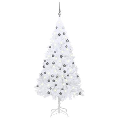 vidaXL Kunstkerstboom met verlichting en kerstballen 180 cm PVC wit product