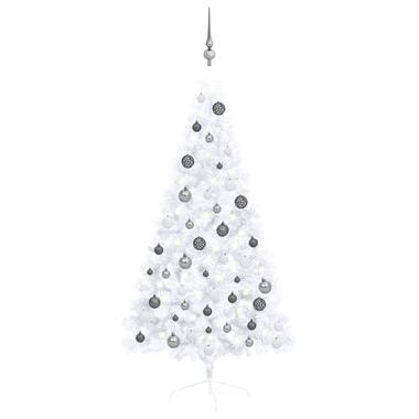 vidaXL Demi-arbre de Noël artificiel pré-éclairé et boules blanc 150cm product