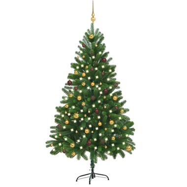 vidaXL Arbre de Noël artificiel pré-éclairé et boules 210 cm vert product