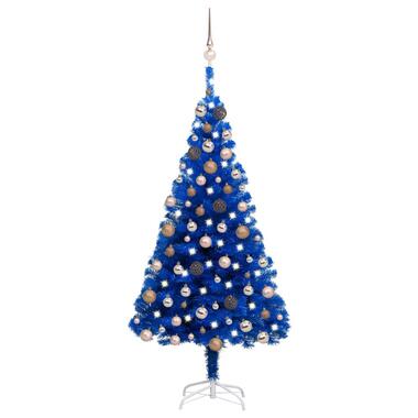vidaXL Arbre de Noël artificiel pré-éclairé et boules bleu 120 cm PVC product