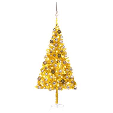 vidaXL Arbre de Noël artificiel pré-éclairé et boules doré 180 cm PET product