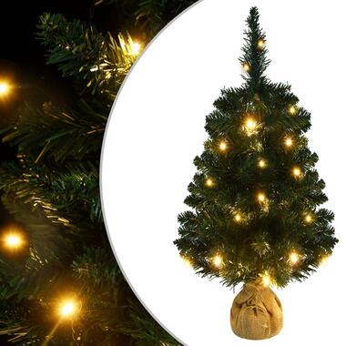 vidaXL Sapin de Noël artificiel pré-éclairé et supports vert 90 cm PVC product