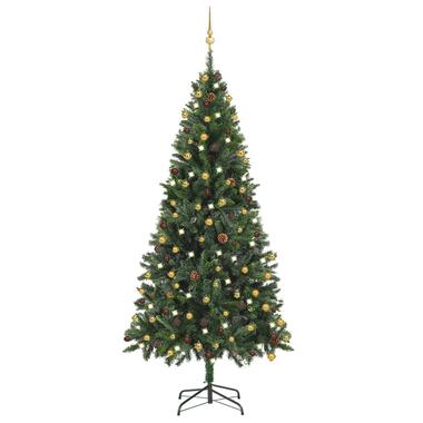 vidaXL Kunstkerstboom met verlichting en kerstballen 210 cm groen product