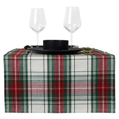 Unique Living - Chemin de Table Noël Tartan - 45x150cm - Blanc product