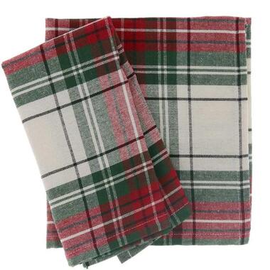 Unique Living - Serviette de Noël Tartan - 40x40cm - Blanc product