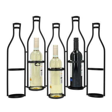 QUVIO Wand wijnrek voor 5 flessen - Metaal - Zwart product