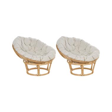 SALVO - Fauteuil set van 2 - Lichtbeige - Rotan product