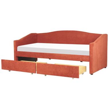 Lit à rangement en tissu rouge 90 x 200 cm VITTEL product