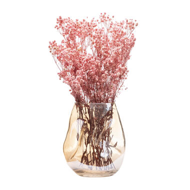 QUVIO Vase froissé - Taille S - Verre - Beige product