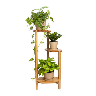 QUVIO Plantenstandaard - 3 ovale planken - Bamboe product