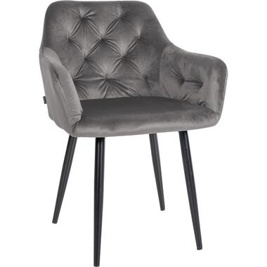 CLP chaise salle à manger Stanley Noir Frame - Velours - Gris foncé product