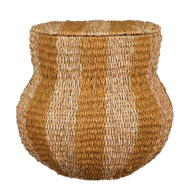 Mica Decorations Tacoma Opbergmand met Deksel - H47 x Ø50 cm - Jute - Geel product