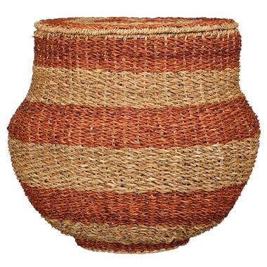 Mica Decorations Tacoma Opbergmand met Deksel - H48 x Ø55 cm - Jute - Oranje product