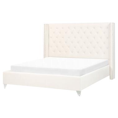 Lit double en velours blanc cassé 160 x 200 cm LUBBON product