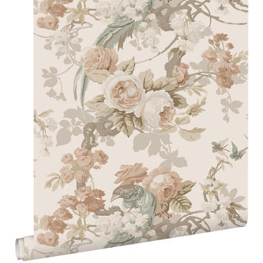 ESTAhome behangpapier - bloemen en vogels - beige - 50 x 900 cm product