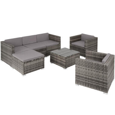 tectake® - Wicker loungeset loungemeubel met 2 fauteuils - grijs product