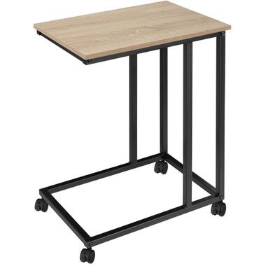 tectake® C-Vormige Bijzettafel - Laptoptafel op Wielen - Sonoma Eiken product