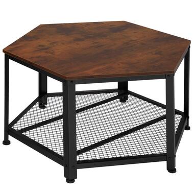 Table basse tectake® - Design industriel hexagonal - Marron foncé product