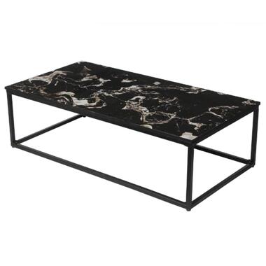 Table basse noire à l'aspect marbré Livorno - Cadre en métal - 35x120x60cm product