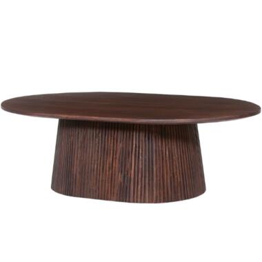 Ovale salontafel 'Miguel' 120 cm Donkerbruin - Massief houten structuur en blad product