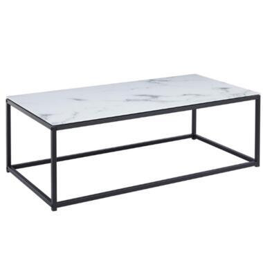 Table basse moderne en verre aspect marbre blanc Tampa product